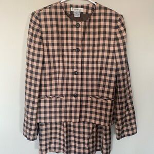 Chaus Women's Gray and Light Pink Plaid Jacket